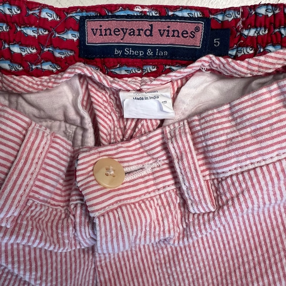 Vineyard Vines Seersucker Striped Boys Shorts - Picture 3 of 7